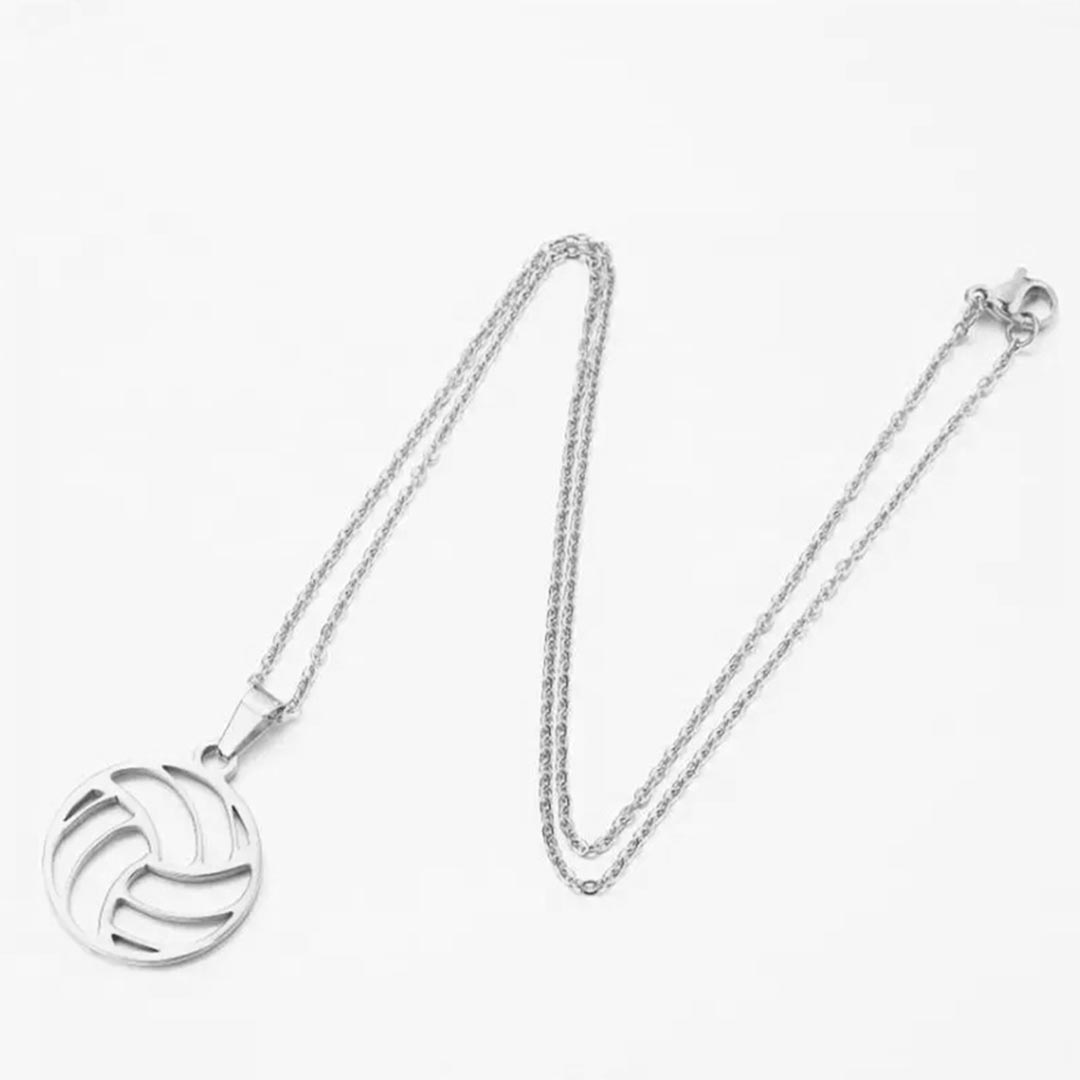 Collar balón de voleibol plateado