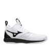 tenis de voleibol mizuno wave momentum 2 mid blanco negro