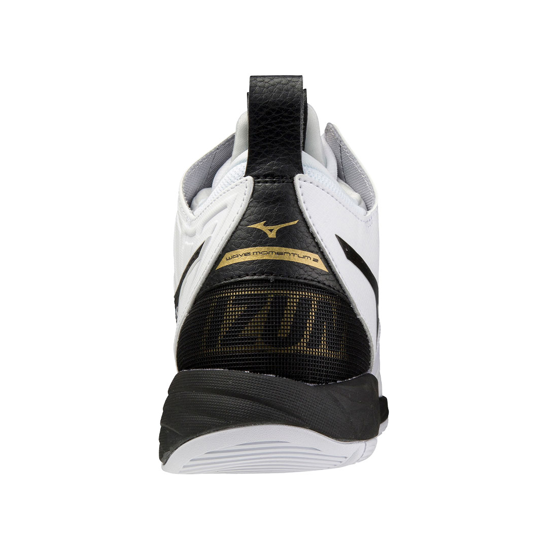 tenis de voleibol mizuno wave momentum 2 mid blanco negro
