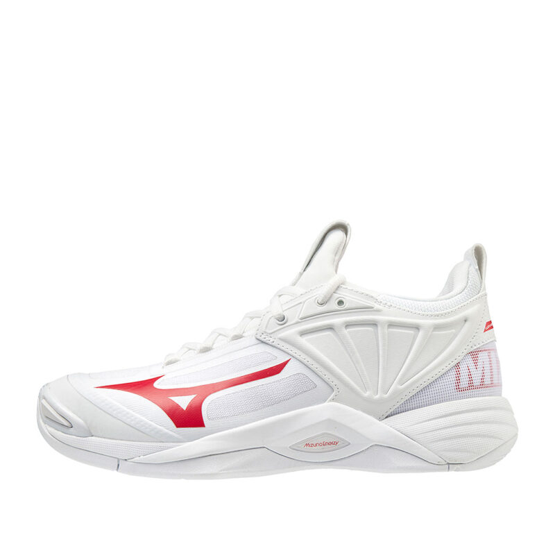 tenis de voleibol mizuno wave momentum 2 blanco rojo