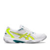 Tenis Asics Gel Rocket 10 Blanco Amarillo seguridad