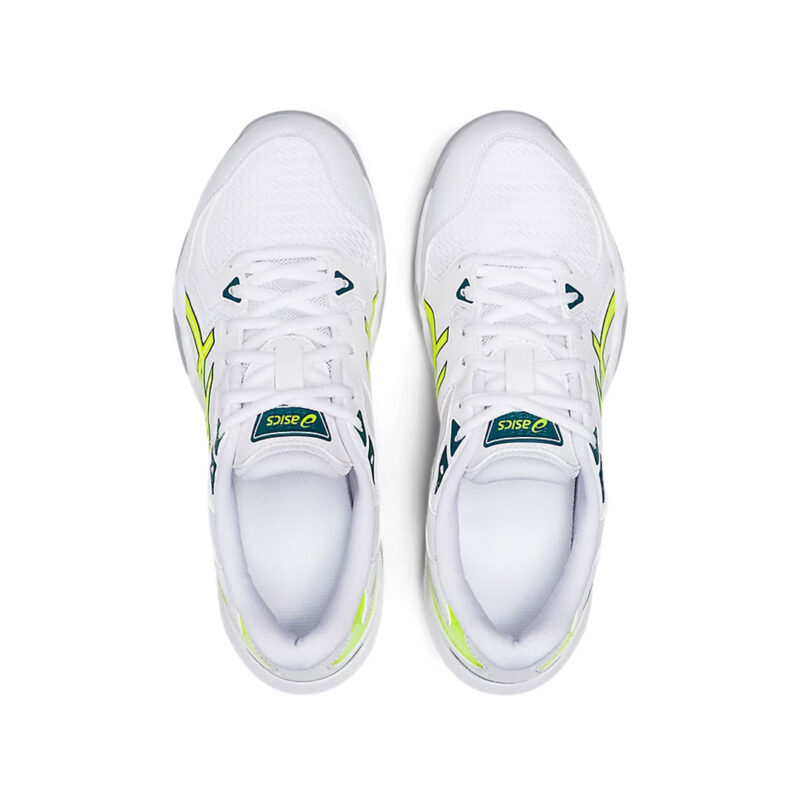 Tenis Asics Gel Rocket 10 Blanco Amarillo seguridad