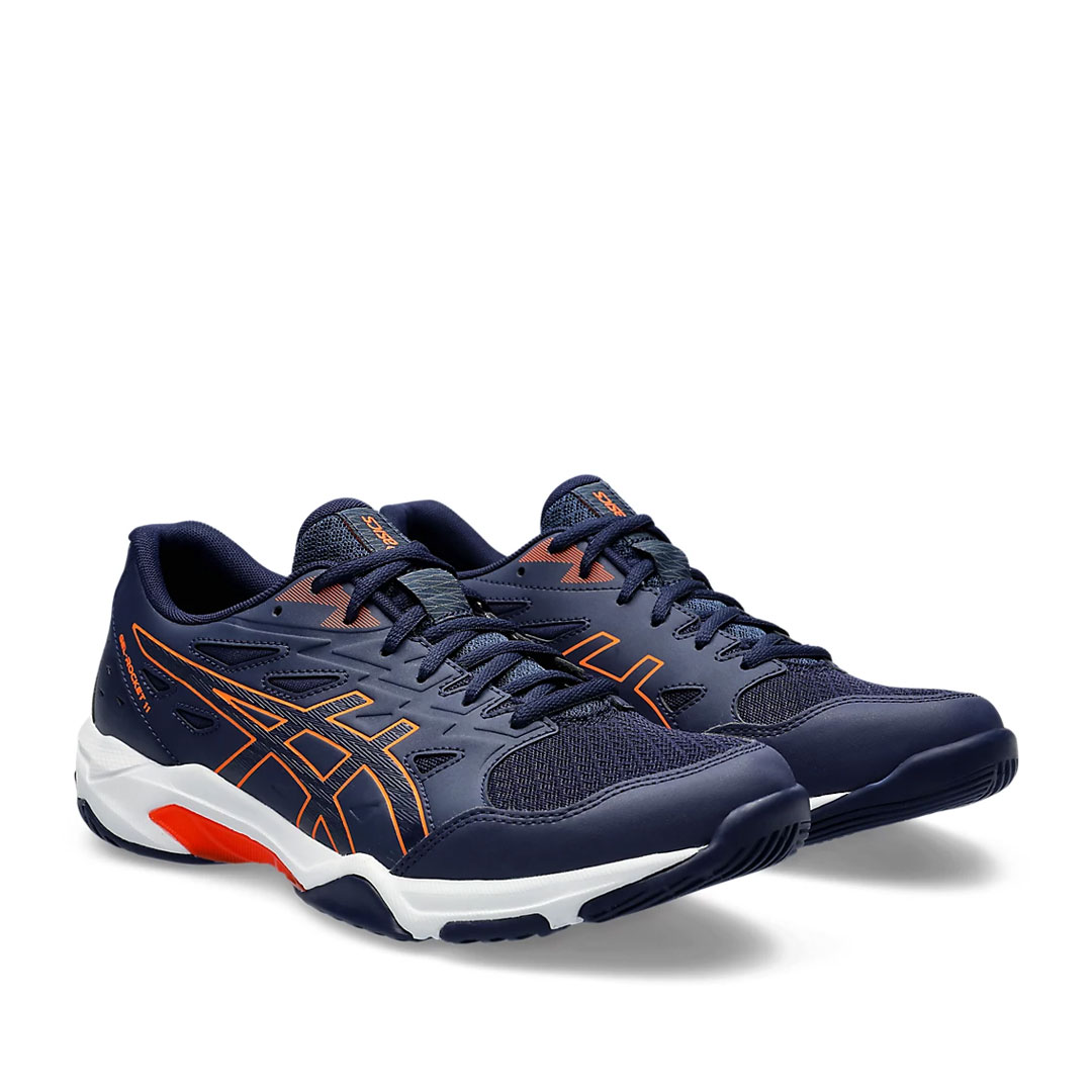 Tenis Asics Gel Rocket 11 Azul Marino Naranja