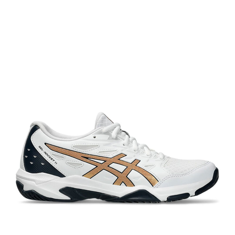 Tenis Asics Gel Rocket 11 Blanco Oro