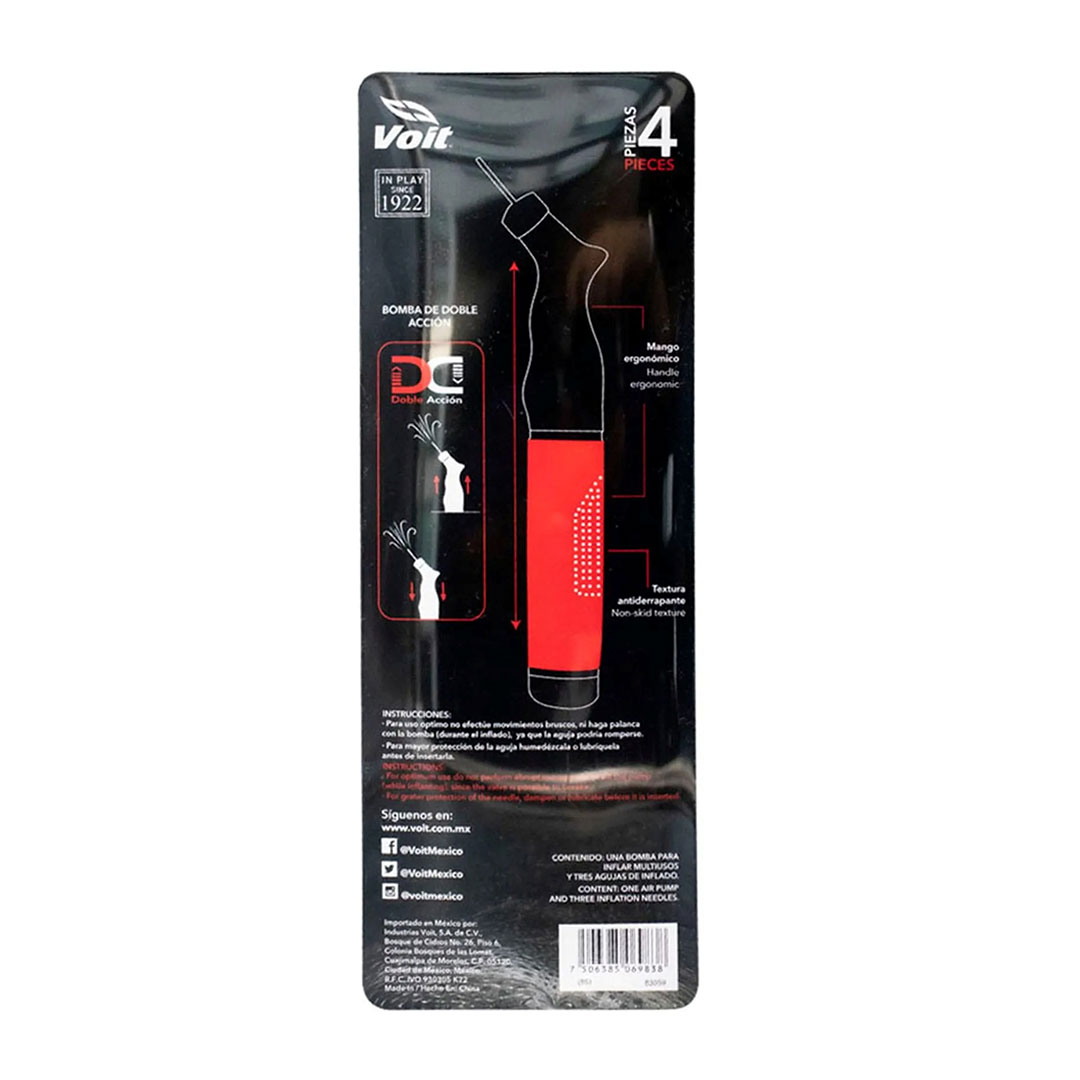 Bomba de Aire Manual Voit de Doble Acción con 3 Válvulas para Balones