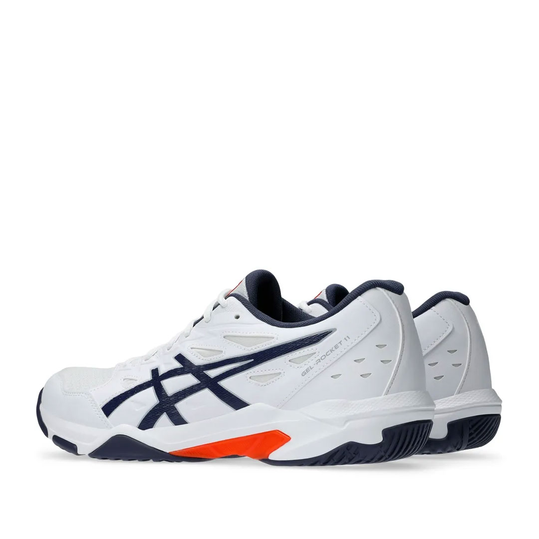 Tenis Asics Gel Rocket 11 Blanco Índigo Naranja