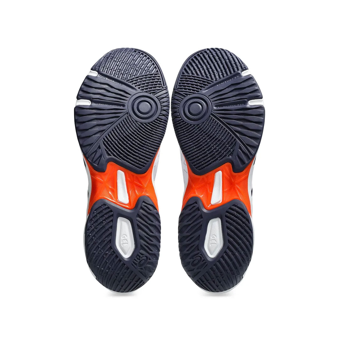 Tenis Asics Gel Rocket 11 Blanco Índigo Naranja