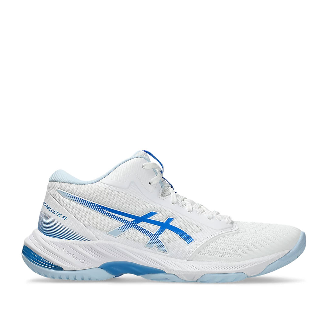 Tenis Asics Netburner Ballistic FF MT 3 Blanco Azul Costa