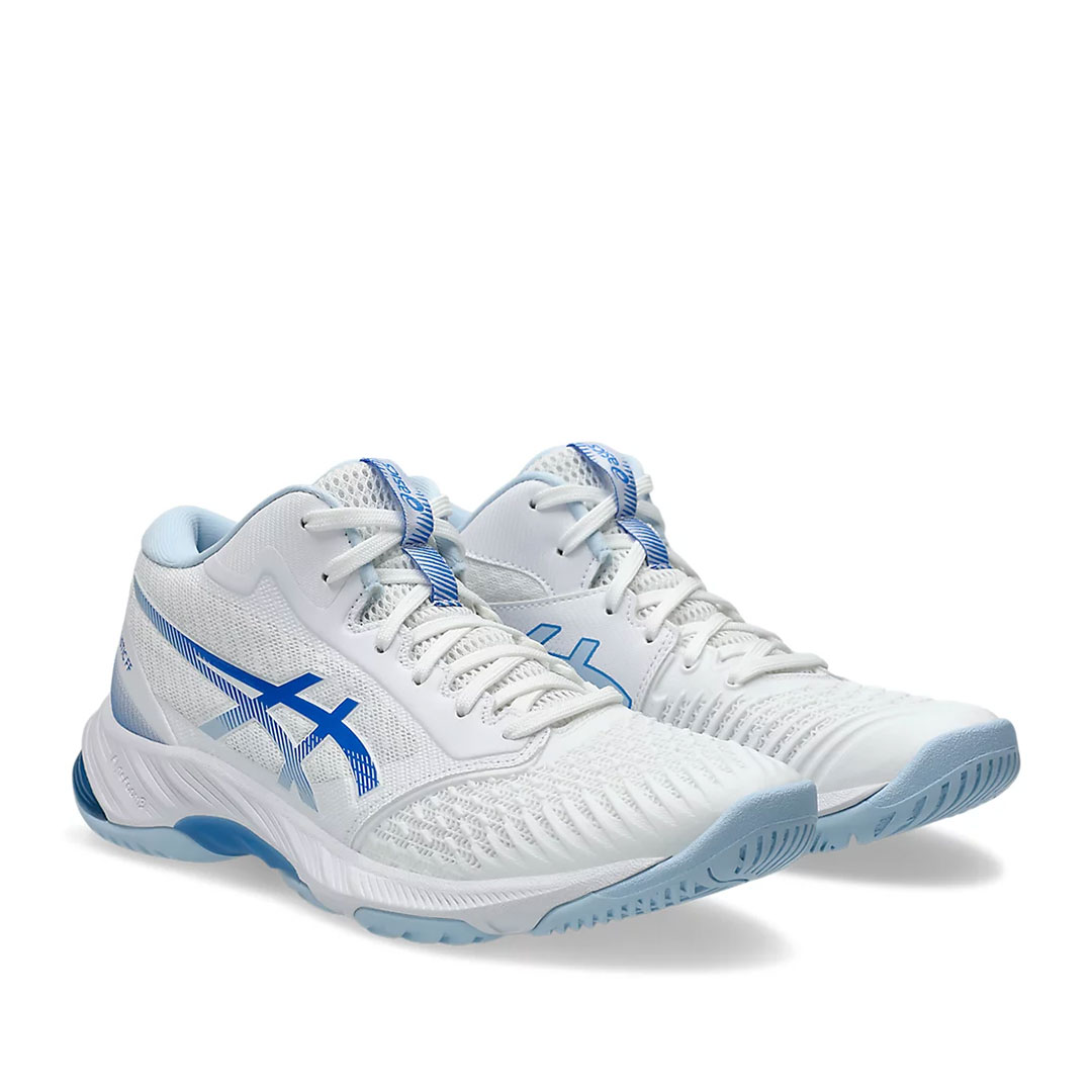 Tenis Asics Netburner Ballistic FF MT 3 Blanco Azul Costa