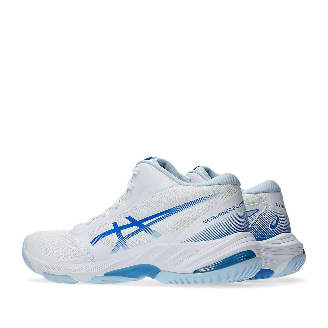 Tenis Asics Netburner Ballistic FF MT 3 Blanco Azul Costa