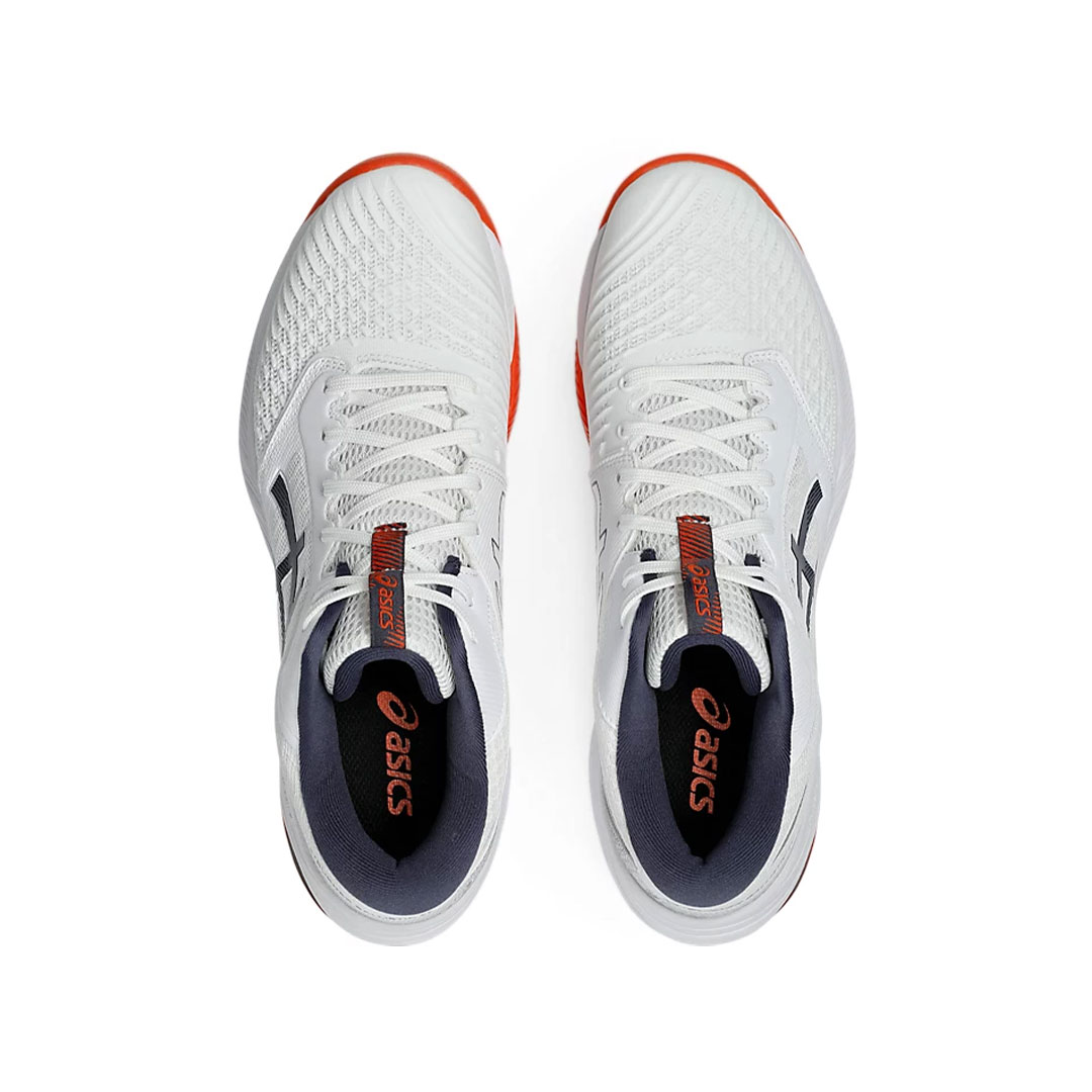 Tenis Asics Netburner Ballistic FF MT 3 Blanco Índigo Naranja