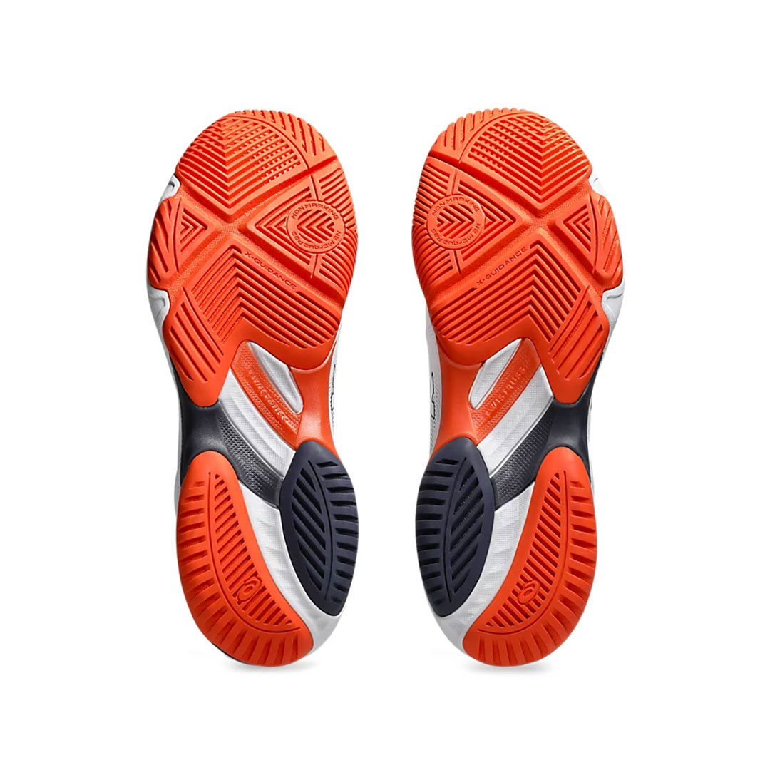 Tenis Asics Netburner Ballistic FF MT 3 Blanco Índigo Naranja