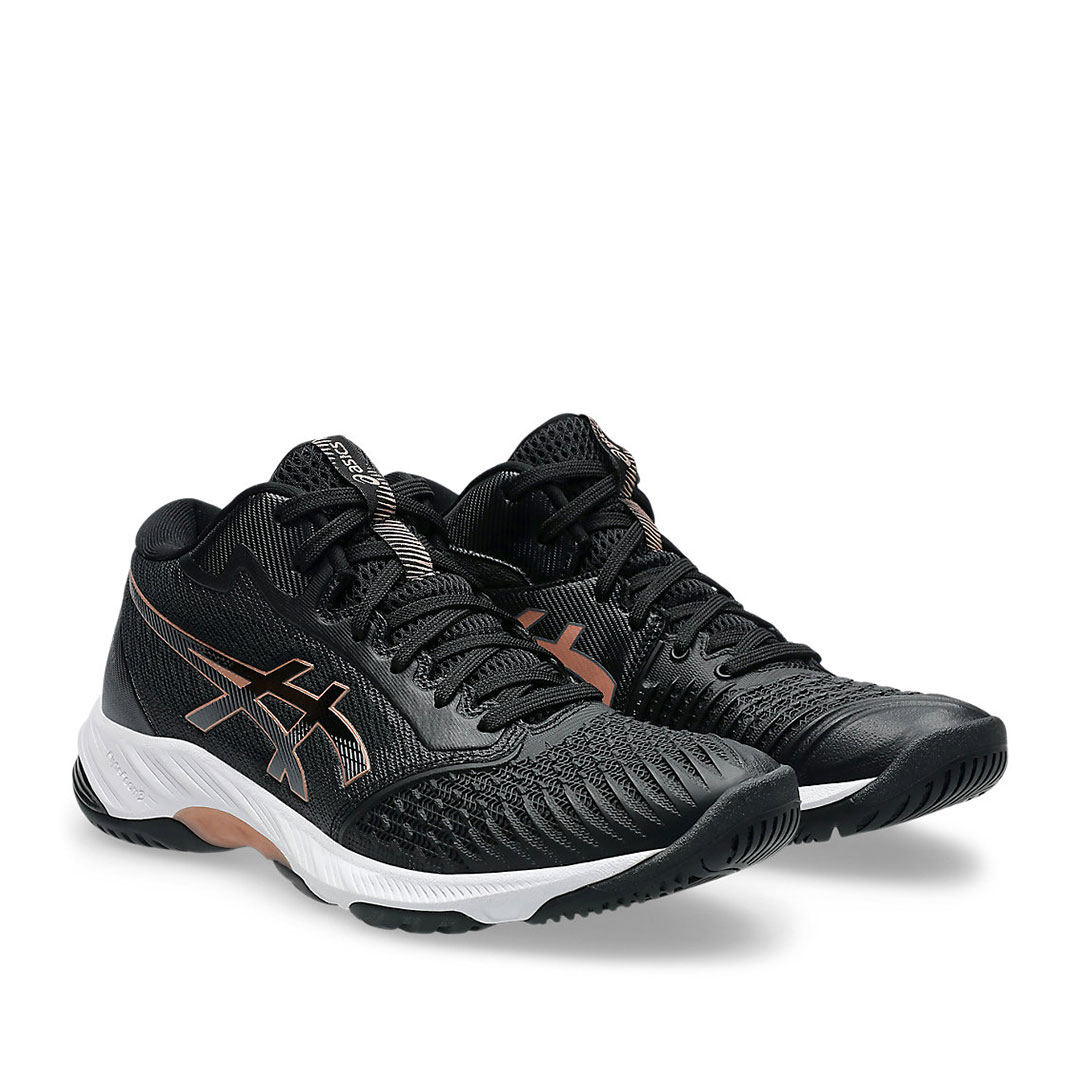 Tenis Asics Netburner Ballistic FF MT 3 Negro Oro Rosa