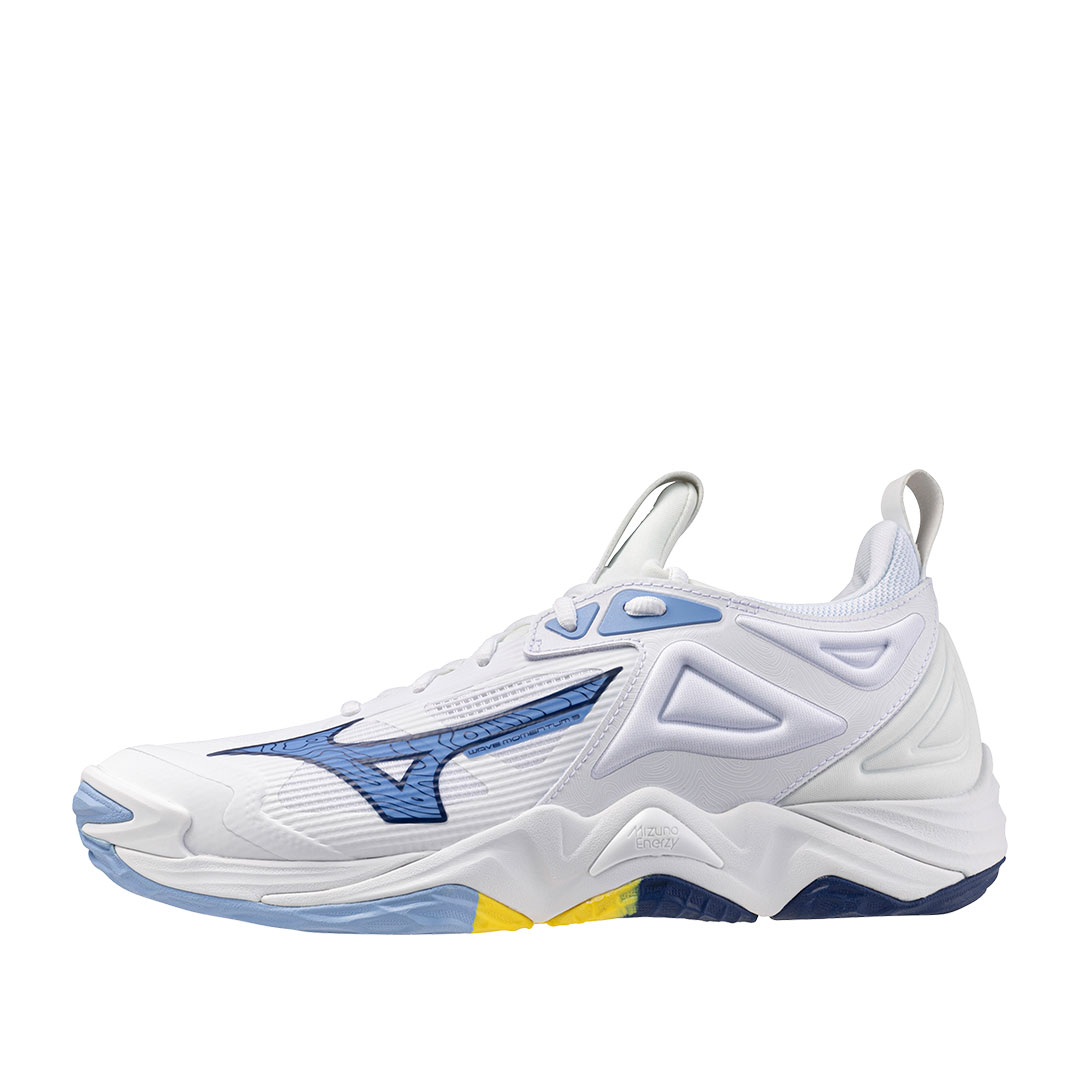 Tenis Mizuno Wave Momentum 3 Blanco Azul Vibrante
