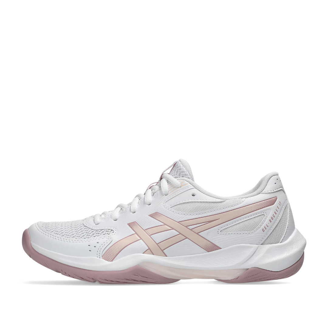 Asics Gel Rocket 12 Tenis Voleibol White Pearl Pink Mujer