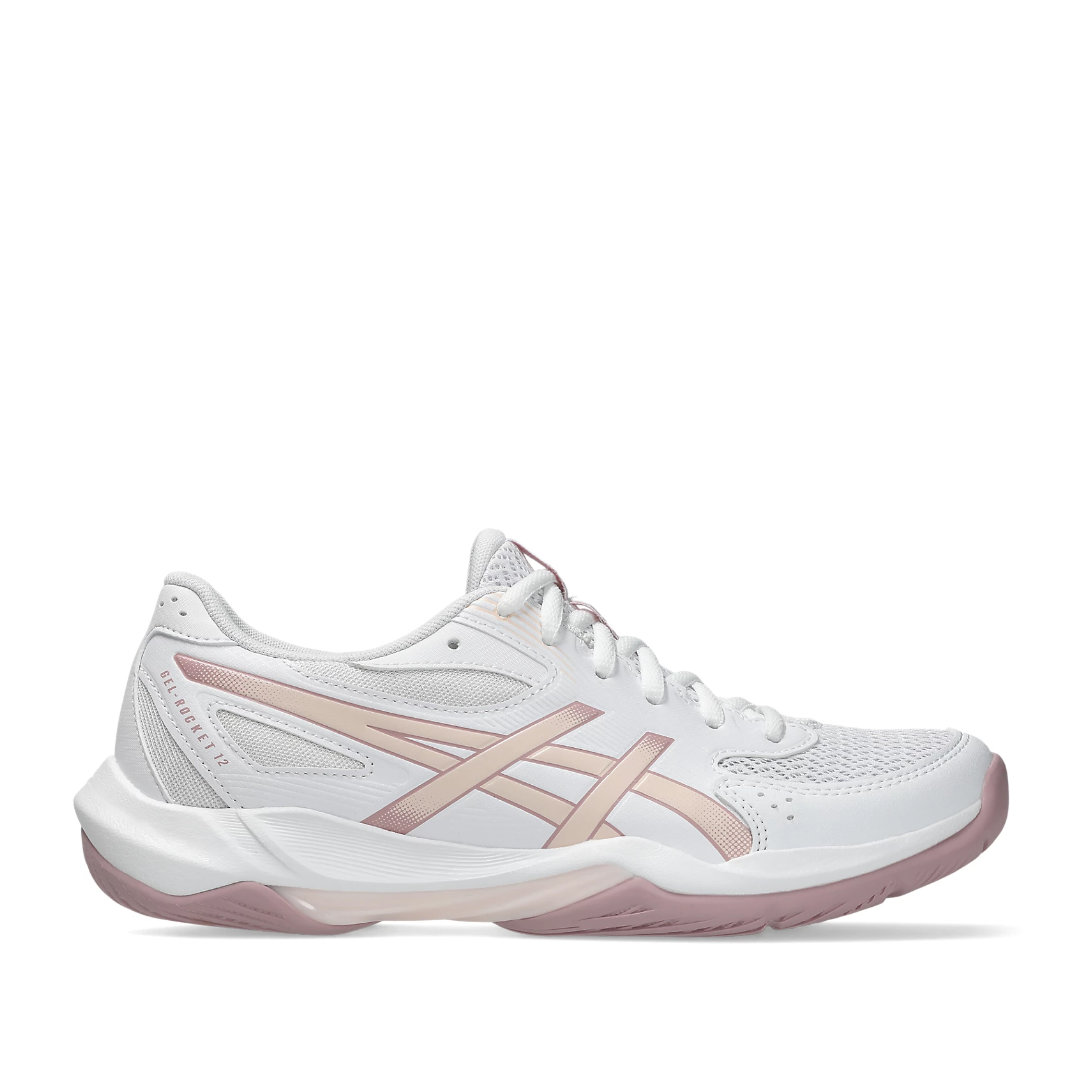 Asics Gel Rocket 12 Tenis Voleibol White Pearl Pink Mujer