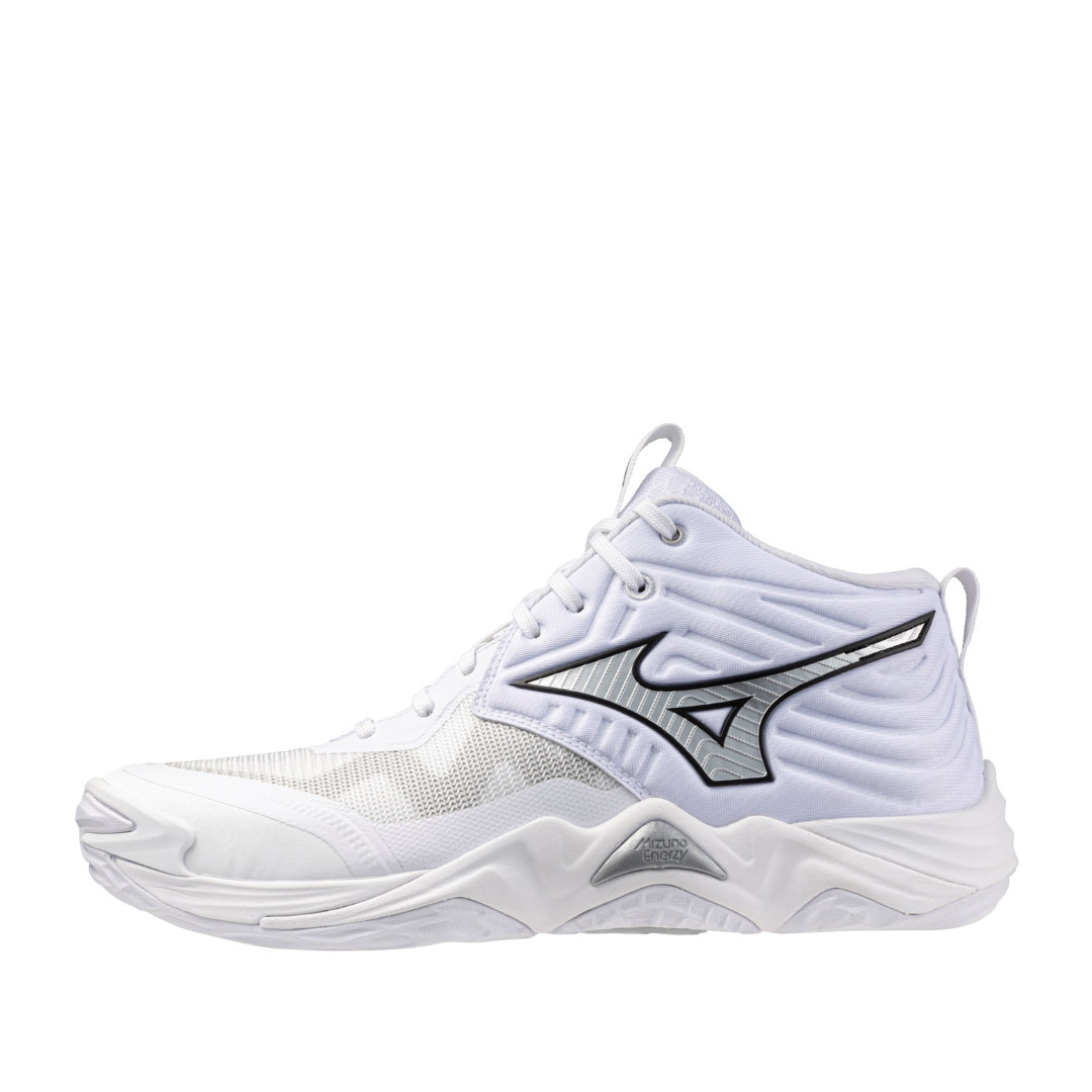 Mizuno Momentum Elite Mid Tenis Voleibol White Metallic Grey Unisex