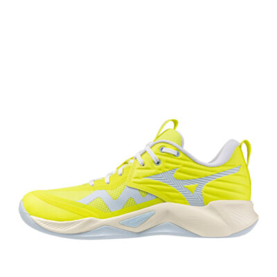 Tenis de Voleibol Mizuno Wave Momentum 4 Pro Jasper Yellow Blue Finch Mujer